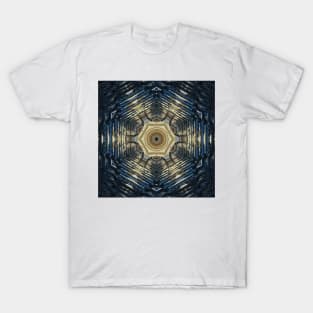 vivid art deco and art nouveau styled pattern brown blue and beige T-Shirt